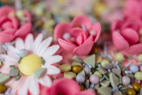 Stock Image: Sugar Decoration Flowers and Pearls