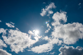 Stock Image: Sunny blue sky with clouds for sky replacement