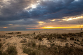 Stock Image: Sunset Beach Panorama Spain