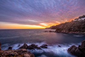 Stock Image: Sunset Landscape Canyet de Mar