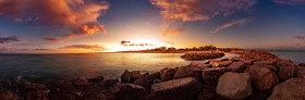 Stock Image: Sunset over Casablanca in Spain Seascape Panorama