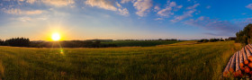 Stock Image: Sunset - Volcanic Eifel, Manderscheid Rural Landscape Panorama