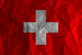 Stock Image: swiss crumpled flag