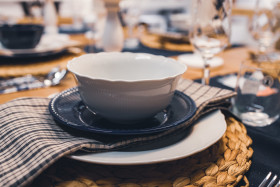 Stock Image: Table set with soup bowl