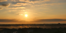 Stock Image: The sun rises over Munich