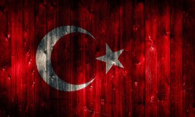 Stock Image: turkey flag painted on wood