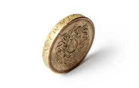 Stock Image: UK 1 Pound coin isolated on white background