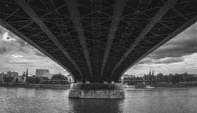 Stock Image: Under a Bridge in Bonn Black and White
