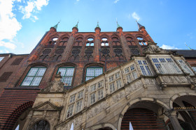 Stock Image: Unique historical town hall in Lübeck