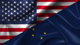 Stock Image: United States USA vs Alaska flags comparison concept Illustration