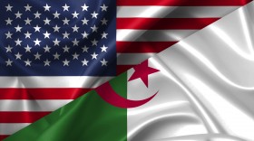 Stock Image: United States USA vs Algeria flags comparison concept Illustration