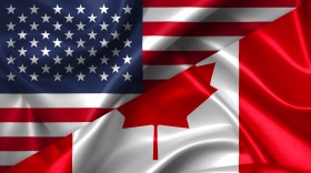 Stock Image: United States USA vs Canada flags comparison concept Illustration