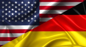 Stock Image: United States USA vs Germany flags comparison concept Illustration