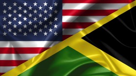 Stock Image: United States USA vs Jamaica flags comparison concept Illustration