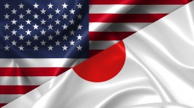 Stock Image: United States USA vs Japan flags comparison concept Illustration