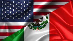 Stock Image: United States USA vs Mexico flags comparison concept Illustration