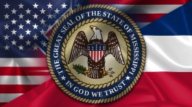 Stock Image: United States USA vs Mississippi flags comparison concept Illustration