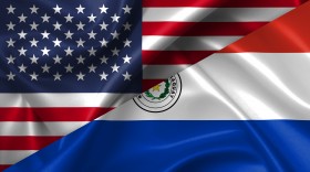 Stock Image: United States USA vs Paraguay flags comparison concept Illustration