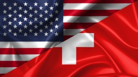 Stock Image: United States USA vs Switzerland flags comparison concept Illustration