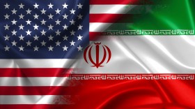 Stock Image: USA vs Iran Flag - conflict war comparison illustration