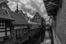 Stock Image: Velbert Langenberg, Deilbach flows through the old town