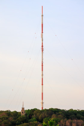 Stock Image: Velbert Langenberg with transmitter and Bismarck tower