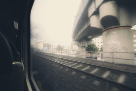 Stock Image: view from window during  train journey