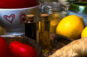 Stock Image: vinegar and oil in the kitchen