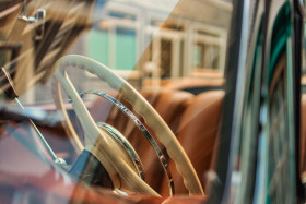 Stock Image: Vintage Car Steering Wheel