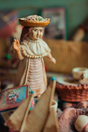 Stock Image: Vintage girl doll  vertical