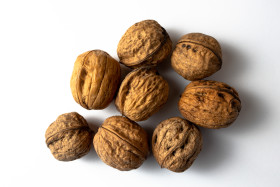 Stock Image: Walnuts white background