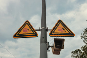Stock Image: Warning sign railway