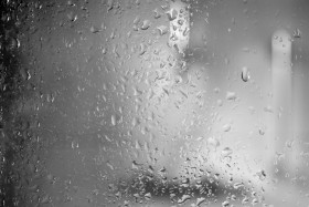 Stock Image: Waterdrops on a  shower window