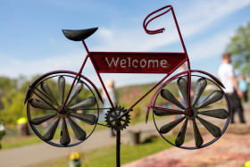 Stock Image: Welcome Bicycle Sign