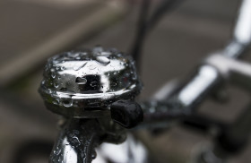 Stock Image: wet silver bicycle bell