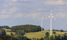 Stock Image: Wind turbines for wind energy collection
