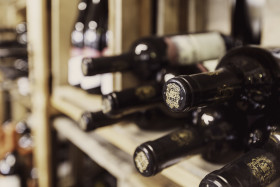 Stock Image: wine bottles in the wine cellar