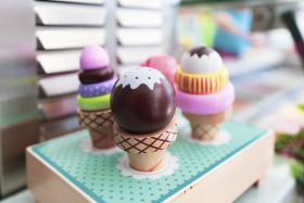 Stock Image: wooden colorful ice cream cones