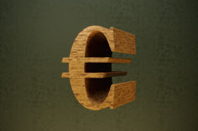 Stock Image: wooden euro sign