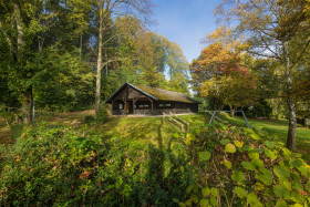 Stock Image: Wooden hut in the forest