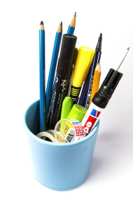 Stock Image: workplace utensils in mug