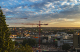 Stock Image: Wuppertal Cityscape by day with beautiful clouds wuppertal cityscape panorama