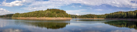 Stock Image: Wuppertalsperre - Reservoir lake landscape in Germany nature reserve panorama