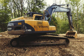 Stock Image: yellow shovel excavators
