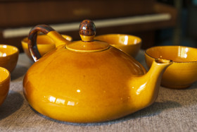 Stock Image: yellow teapot