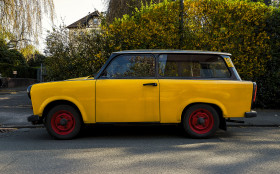 Stock Image: yellow trabant oldtimer