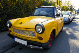 Stock Image: yellow trabant oldtimer classic car