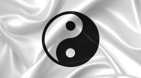 Stock Image: yin and yang flag asian symbol illustration